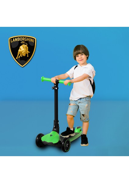 Lisanslı L3 Kolay Katlanabilir Işıklı Orta Gövde ve Işıklı Tekerlekli Çocuk Scooter Yeşil