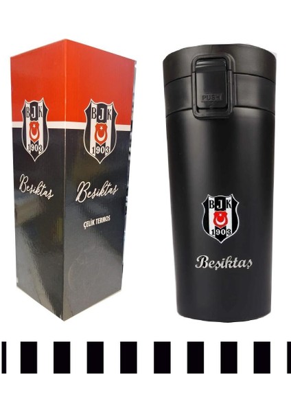 Beşiktaş Orjinal Lisanslı Çelik Termos Kilitli Mug 400 ml (Siyah)