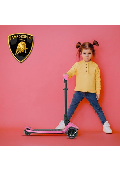 Lisanslı L3 Kolay Katlanabilir Işıklı Orta Gövde ve Işıklı Tekerlekli Çocuk Scooter Pembe fiyatları