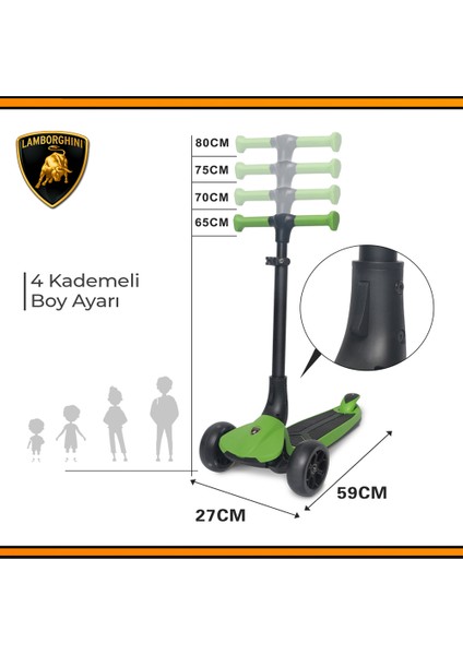 Lisanslı L3 Kolay Katlanabilir Işıklı Orta Gövde ve Işıklı Tekerlekli Çocuk Scooter Pembe indirimleri