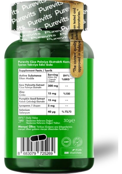 Saw Palmetto Complex 60 Vegan Capsul fiyatları