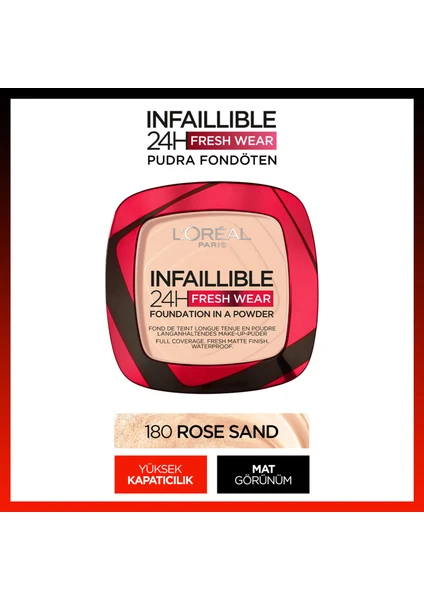 L'Oréal Paris Infaillible 24H Fresh Wear Pudra Fondöten 180 Rose Sand