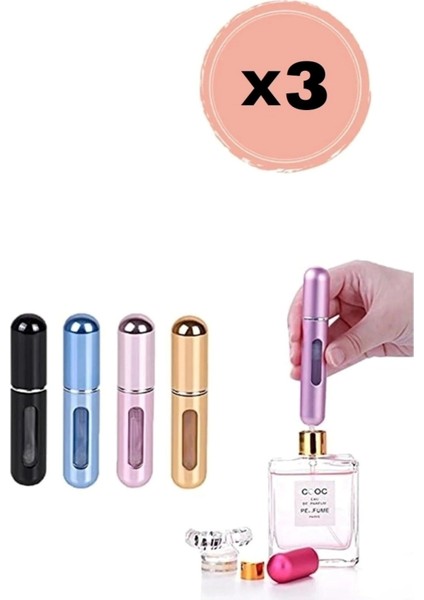 3 Adet Parfüm Şişesi Taşınabilir Mini Doldurulabilir Atomizer Parfüm Şişeleri Boş Küçük