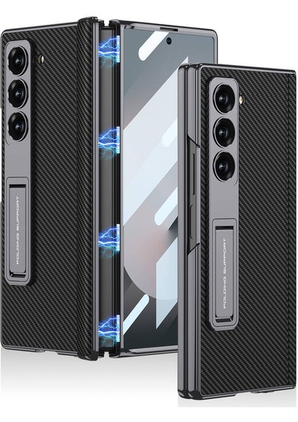 Samsung Galaxy Z Fold 6 Kılıf Kamera Korumalı Deri Kalem Bölme Standlı Ince Şık Tasarım Kapak