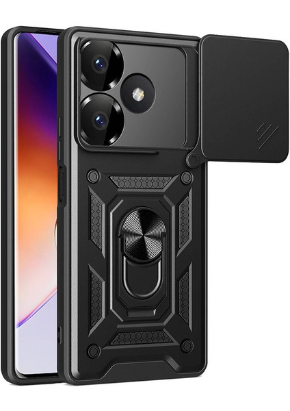 Xiaomi Redmi 13 4g Kılıf Kamera Korumalı Sürgülü Yüzüklü Armor Zırhlı Standlı Kapak