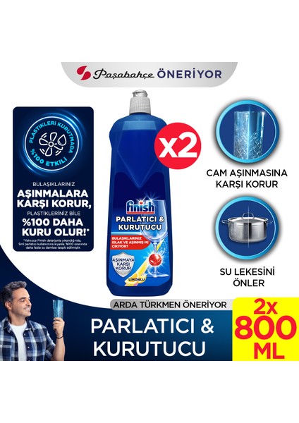 Bulaşık Makinesi Parlatıcı & Kurutucu Sıvı Limonlu 800 ml x2