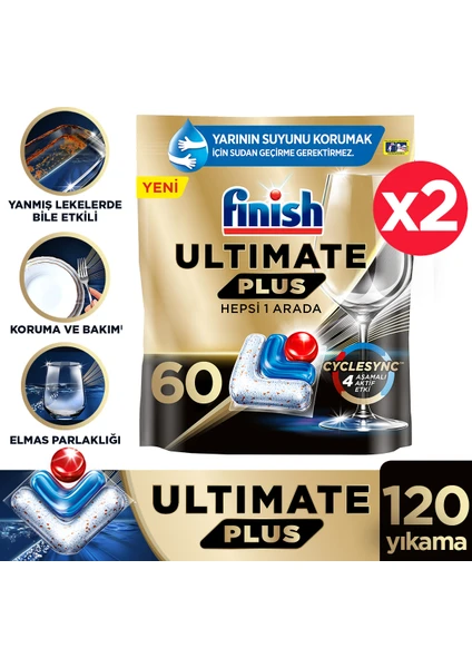 Ultimate Plus 120 Kapsül Bulaşık Makinesi Deterjanı Tableti ( 2 x 60 Kapsül)