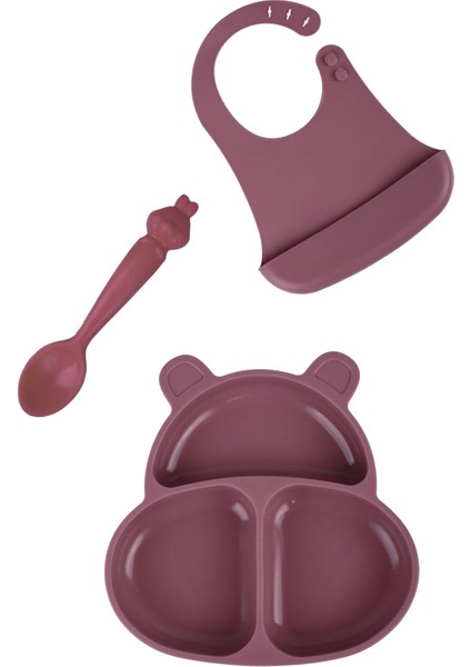 Silikon Beslenme Seti Huppo, Hamham, Bibsy Velvet Purple -Bordo