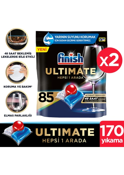 Ultimate Bulaşık Makinesi Deterjanı Tableti / Kapsülü 170(85x2) Yıkama