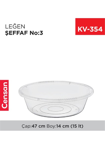 Şeffaf Leğen 3 No 15 Lt. -E422