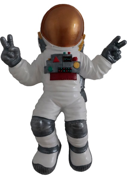 "renkli Akrilik Boyama ile Polyester Astronot Dekorasyon Parçası- Dekoratif Uzay Temalı Biblo"