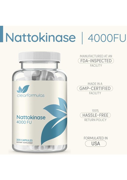 Dietary Supplement Nattokinase 4000 Fu 200 Kapsul High Potency Premium Quality Usa