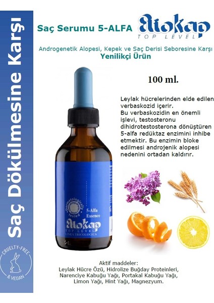 5-Alfa - Androgenetik Alopesiye, Kepek ve Saç Derisi Seboresine Karşı Saç Serumu, 100 Ml.