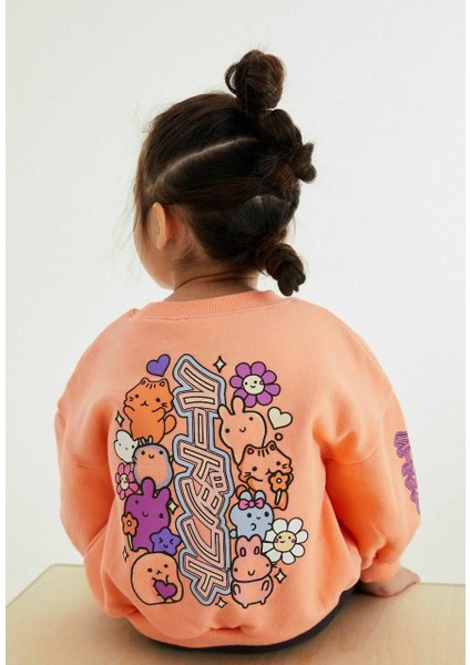 Kız Çocuk Karakter Baskılı Sweatshirt Ve Tayt Takım - Turuncu fiyatları