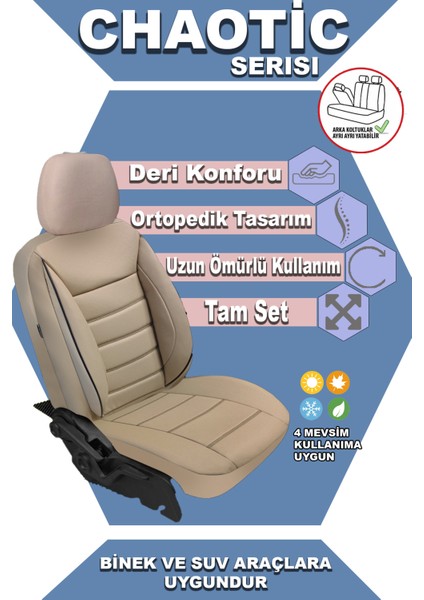 Skoda Octavia 1996-2013 Uyumlu Koltuk Kılıfı Chaotic Serisi - Bej