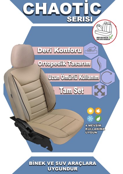 Focus 1 Uyumlu Koltuk Kılıfı Chaotic Serisi - Bej