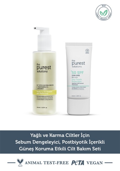 Yağlı-Karma Ciltler Için Arındırıcı, Matlaştırıcı Güneş Koruma Etkili Bakım Seti