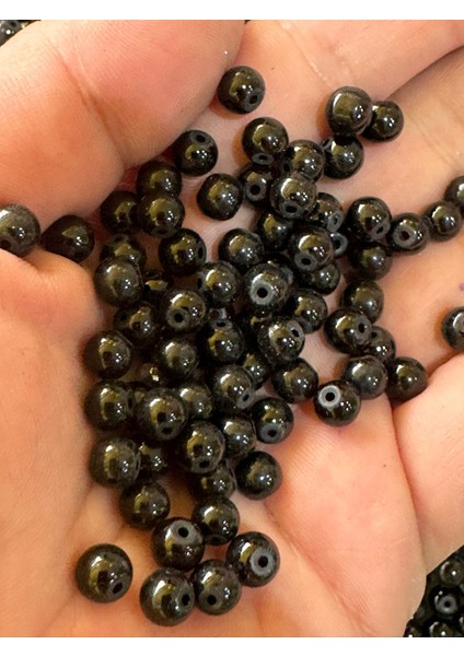100 Adet Siyah Cam Delikli Boncuk Takı Boncuğu fiyatları