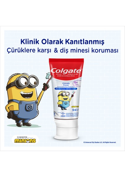 Minions 6 Yaş+ Çürüklere Karşı Etkili Çocuk Diş Macunu 50 ml