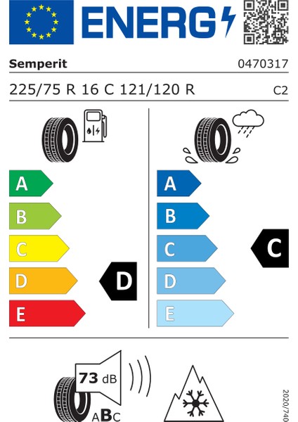 225/75 R16C 121/120R 10Pr Vangrip-3 Hafif Ticari Kış Lastiği (Üretim Yılı: 2024)