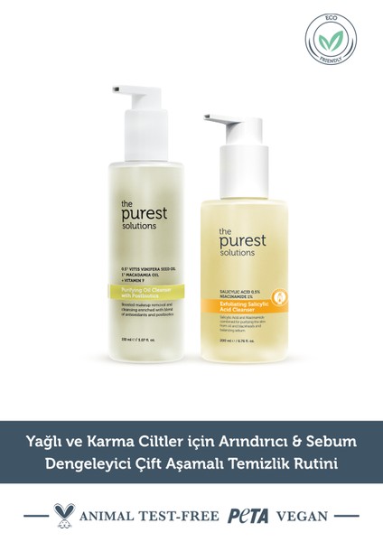 The Purest Solutions Yağlı Ciltlere Tönelik Arındırıcı&sebum Dengeleyici Çift Aşamalı Temizlik Rutini