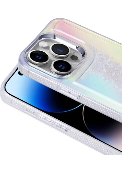 Apple iPhone 14 Pro Uyumlu Kılıf Airbagli Renkli Arka Yüzey Boncuk Tasarımlı Kumul Kapak