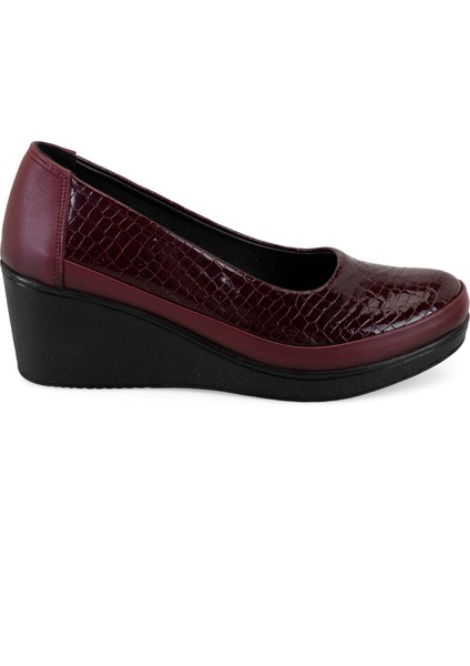 Moriah Bordo Kadın Dolgu Topuklu Deri Günlük Ayakkabı