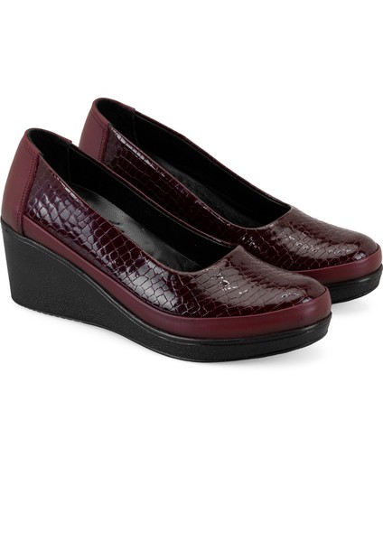 Moriah Bordo Kadın Dolgu Topuklu Deri Günlük Ayakkabı fiyatları