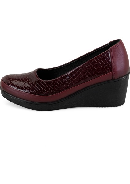 Moriah Bordo Kadın Dolgu Topuklu Deri Günlük Ayakkabı modelleri