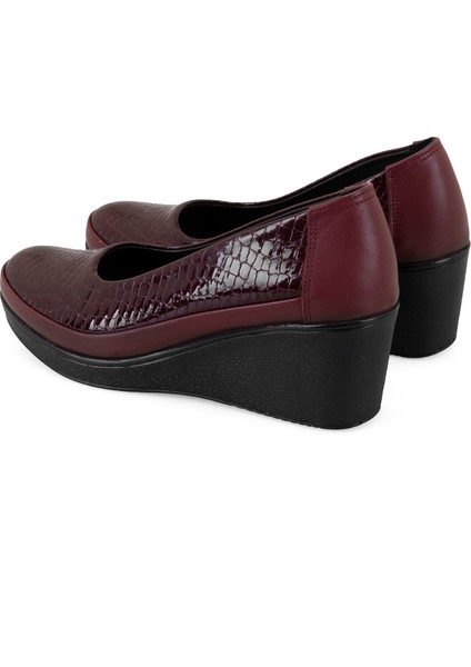 Moriah Bordo Kadın Dolgu Topuklu Deri Günlük Ayakkabı fırsatları