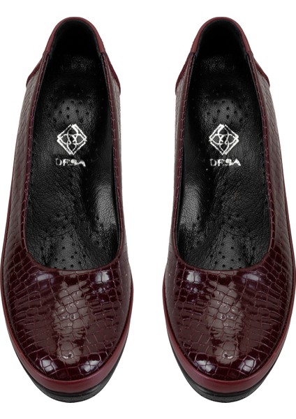 Moriah Bordo Kadın Dolgu Topuklu Deri Günlük Ayakkabı indirimleri