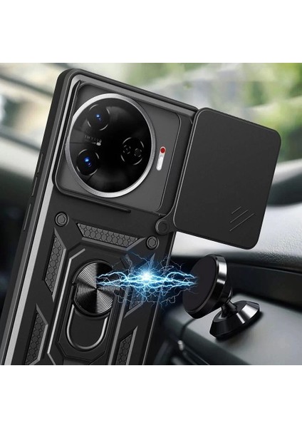 Tecno Camon 30 Pro 5g Kılıf Magnetik Standlı Kamera Korumalı Sürgülü Kapak Armor Vega