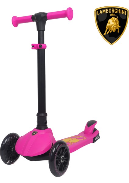 Lisanslı L5 Katlanabilir Işıklı 3 Tekerlekli Çocuk Scooter Pembe