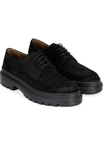 Fabian Siyah Erkek Süet Deri Günlük Ayakkabı