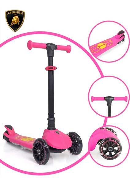 Lisanslı L5 Katlanabilir Işıklı 3 Tekerlekli Çocuk Scooter Sarı