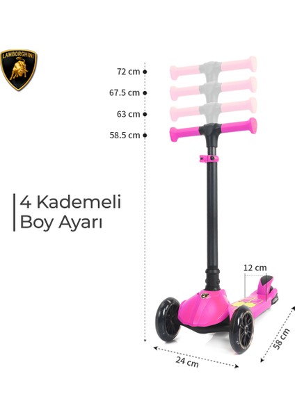 Lisanslı L5 Katlanabilir Işıklı 3 Tekerlekli Çocuk Scooter Sarı