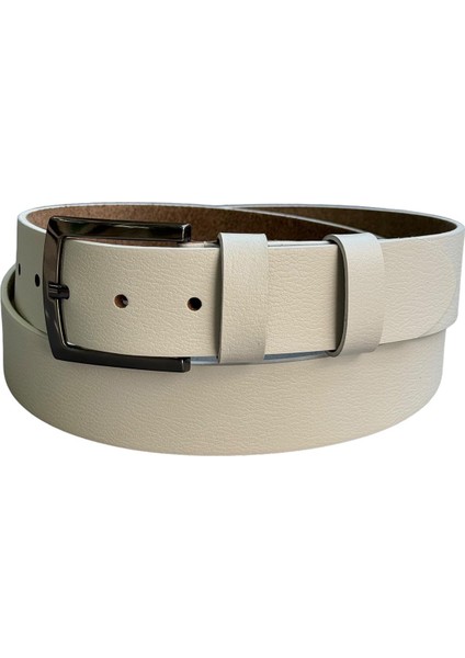 Beyaz Deri Damar Desenli 4 Cm.lik Spor Kemer - 416-DÜZ fiyatları