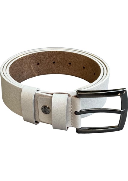 Beyaz Deri Damar Desenli 4 Cm.lik Spor Kemer - 416-DÜZ modelleri