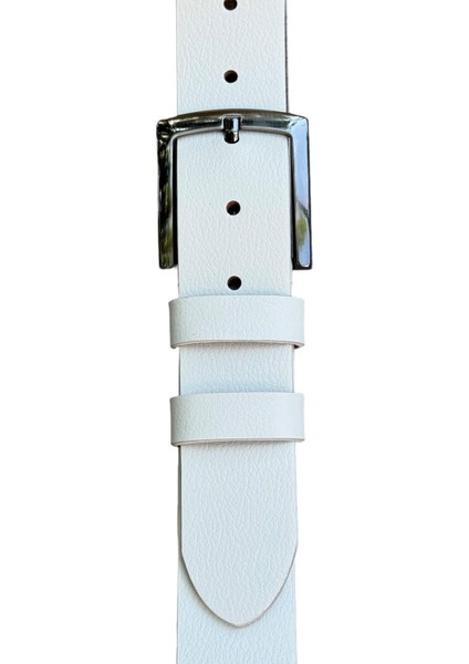 Beyaz Deri Damar Desenli 4 Cm.lik Spor Kemer - 416-DÜZ fırsatları