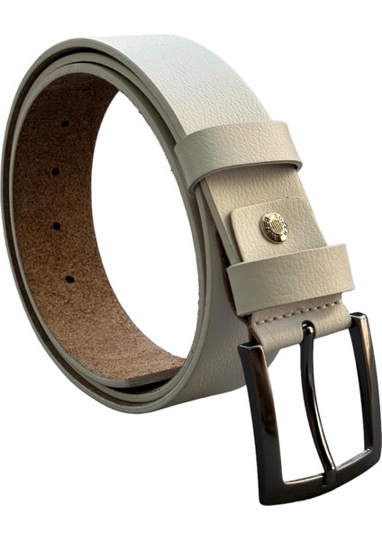 Beyaz Deri Damar Desenli 4 Cm.lik Spor Kemer - 416-DÜZ indirimleri