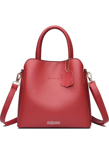 Soft Leather Bucket Bag 2024 Yeni Moda Annenin Çantası Büyük Kapacitet Ellerindeki Çantası (Yurt Dışından)