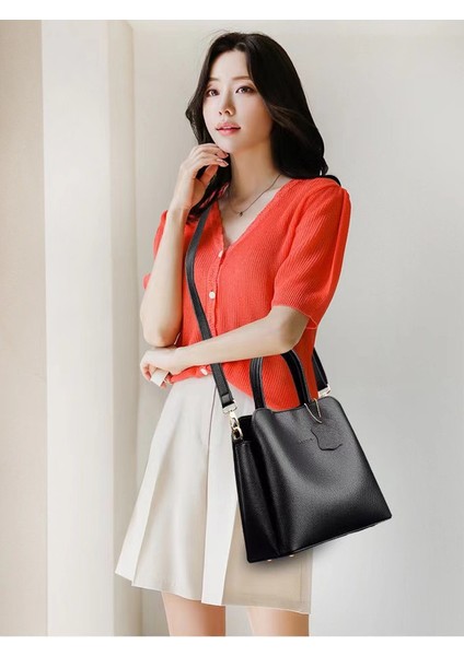 Soft Leather Bucket Bag 2024 Yeni Moda Annenin Çantası Büyük Kapacitet Ellerindeki Çantası (Yurt Dışından)