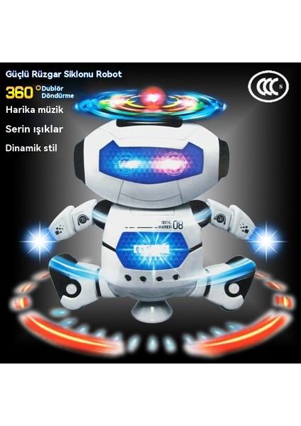 Uzay Dans Robotu Akıllı Rotasyon Güçlü Rüzgar Dansçısı Elektrikli Işık Şarkı Söyleyen ve Dans Eden Çelik Robot (Yurt Dışından)