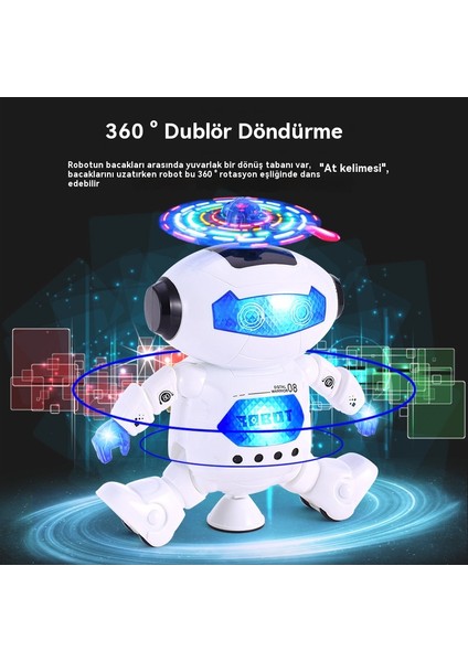 Uzay Dans Robotu Akıllı Rotasyon Güçlü Rüzgar Dansçısı Elektrikli Işık Şarkı Söyleyen ve Dans Eden Çelik Robot (Yurt Dışından)