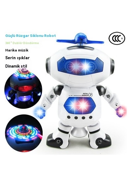 Uzay Dans Robotu Akıllı Rotasyon Güçlü Rüzgar Dansçısı Elektrikli Işık Şarkı Söyleyen ve Dans Eden Çelik Robot (Yurt Dışından)