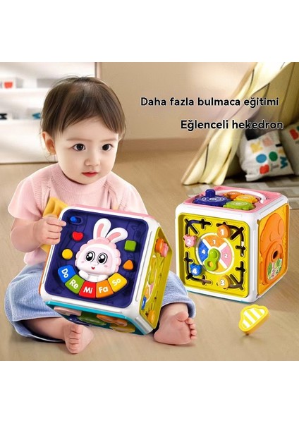 Çocuk Erken Eğitim Çok Fonksiyonlu Altı Yüzlü El Alkışlayan Davul Müzik Aydınlatma Bulmaca Eğlenceli Erkek ve Kız Oyuncakları (Yurt Dışından)