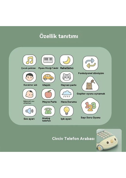Mini Tavuk Telefon Telefon Zilini Simüle Ediyor, Akıllı Çocuk Erken Eğitim Müzik Aydınlanma Telefonu Araba Oyuncakları (Yurt Dışından) fiyatları