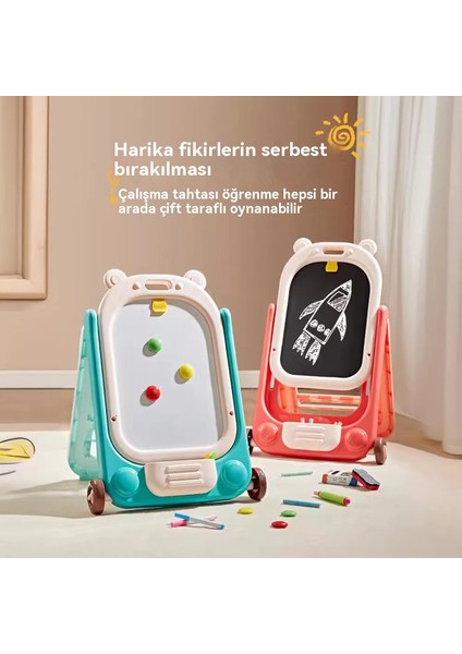 Çocuk Katlanabilir Kaldırma Çizim Tahtası, El Yazısı Tahtası, Manyetik Silinebilir Çok Fonksiyonlu Grafiti Beyaz Tahta Seti (Yurt Dışından)
