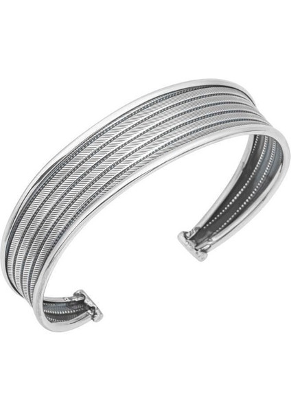 Gümüş Eskitme Desenli Kadın Bilezik