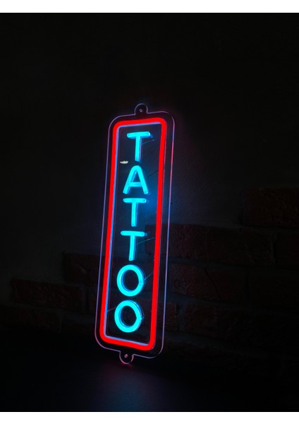 'Tattoo' Işıklı Neon Led Dekoratif Duvar Yazısı Tabelası (12x40cm)